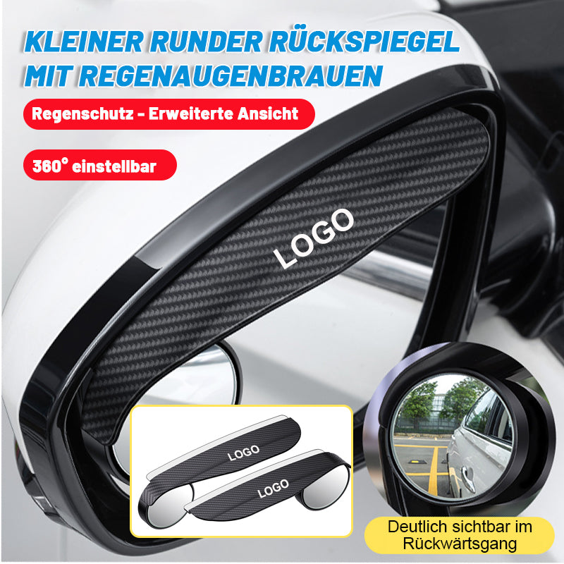 Kleiner runder Rückspiegel mit Regenaugenbrauen (1 Paar)