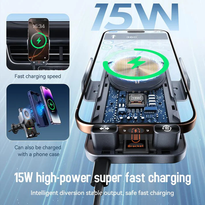 ✨2-in-1-Smartphonehalter für das Auto mit Schwenkfunktion und kabellosem Ladegerät