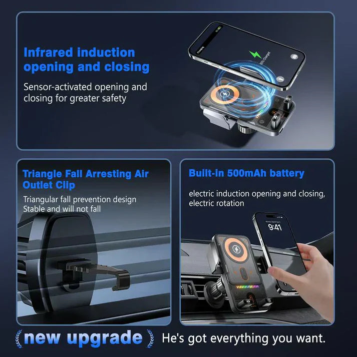 ✨2-in-1-Smartphonehalter für das Auto mit Schwenkfunktion und kabellosem Ladegerät