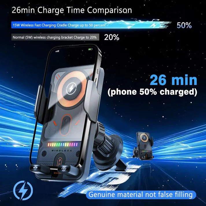 ✨2-in-1-Smartphonehalter für das Auto mit Schwenkfunktion und kabellosem Ladegerät