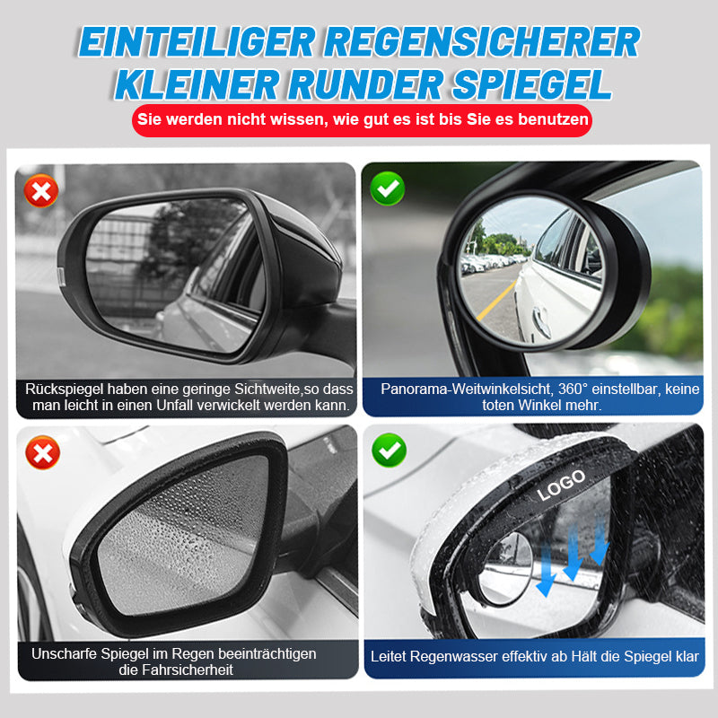 Kleiner runder Rückspiegel mit Regenaugenbrauen (1 Paar)