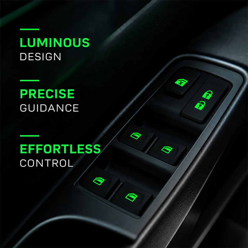 Car Window Lift Switch Luminous Stickers - Colorful Night Glow Warning Button Decal